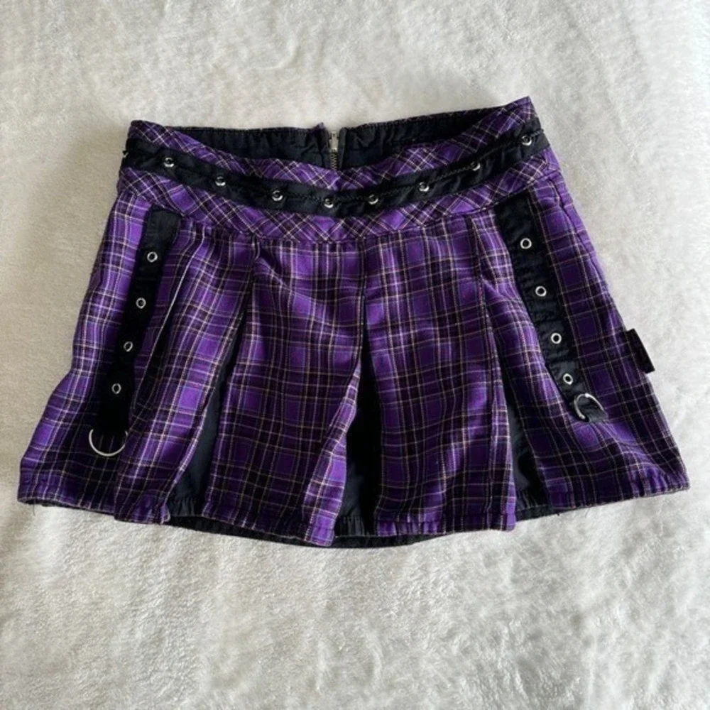 Tripp NYC Skirt Womens XS Purple‎ Plaid Mini Vtg Y2K Goth Grunge Punk Pleated